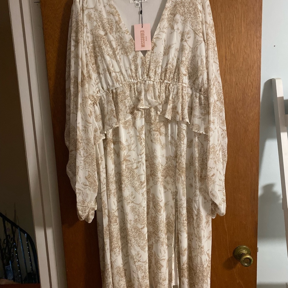 Brand new misguided midi dress with frill detail- size 16